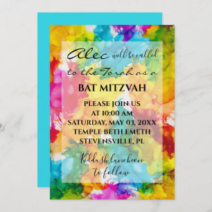 Bat Bar Mitzvah Splash de couleur Invitation