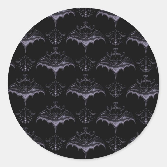 Bat Damask Stickers - Pale French Lilac (Devant)