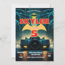 Bat Editable Invitation, Superhero Invitation d'an