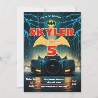 Bat Editable Invitation, Superhero Invitation d'an