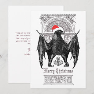 Bat gothique amusant Joyeux Noël Carte de vacances