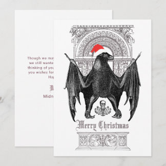 Bat gothique amusant Joyeux Noël Carte de vacances