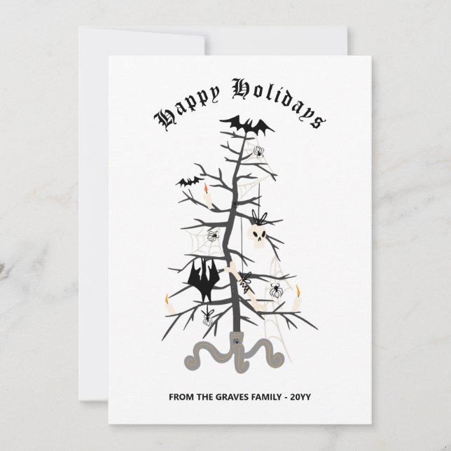 Bat gothique sapin de Noël Bonne carte de vacances (Devant)