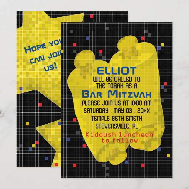 Bat mitzvah Bar Mitzvah Jeu Sur Invitation (Devant / Derrière)