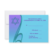 Bat mitzvah bleu pourpre et Turquoise RSVP