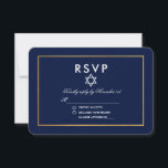 Bat mitzvah Blue et Gold RSVP<br><div class="desc">Carte RSVP bat mitzvah bleu et or</div>