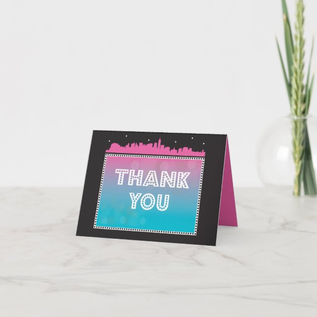 Bat mitzvah CLASSIQUE BROADWAY Bar Invitation rose (Devant)