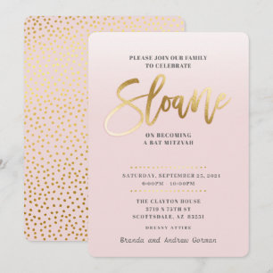 Bat mitzvah CUSTOM Invitation or rose pâle SLOANE