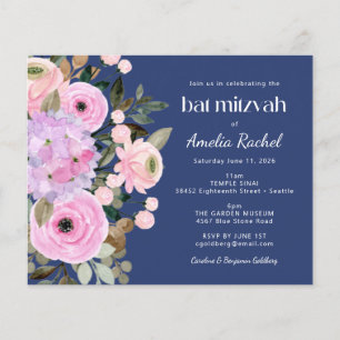 Bat mitzvah d'aquarelle bleu lavande budgétaire