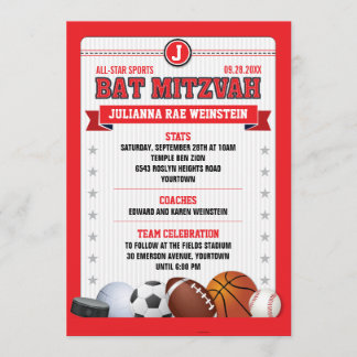 Bat mitzvah de la carte de commerce rouge Star Spo