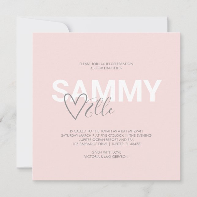 Bat mitzvah de typographie moderne (Devant)