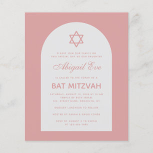 Bat mitzvah Dusty Rose Arch Budget Pink Invitation
