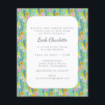 Bat mitzvah floral rose rose rose rose mou Budget<br><div class="desc">Budget Monnaie Vert Monnaie Rose Floral Fleurs Bat mitzvah Invitation</div>