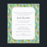 Bat mitzvah floral rose rose rose rose mou Budget<br><div class="desc">Budget Monnaie Vert Monnaie Rose Floral Fleurs Bat mitzvah Invitation</div>