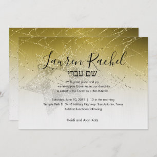 Bat mitzvah Gold Star de David Glittery Invitation