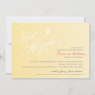 BAT MITZVAH INVITATION stylisée typographie jaune