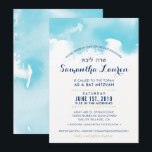 BAT MITZVAH moderne aqua bleu aquarelle invitation<br><div class="desc">par kat massard >>> kat@simplysweetPAPERIE.com << - - - - - - - - - - - - - - - - - - - - - - - - - - - - - CONTACTEZ-MOI pour un libellé personnalisé ou pour ajouter des lignes en hébreu Aimez le design, mais...</div>