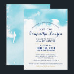 BAT MITZVAH moderne aqua bleu aquarelle invitation<br><div class="desc">par kat massard >>> kat@simplysweetPAPERIE.com << - - - - - - - - - - - - - - - - - - - - - - - - - - - - - CONTACTEZ-MOI pour un libellé personnalisé ou pour ajouter des lignes en hébreu Aimez le design, mais...</div>