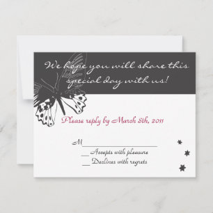 Bat mitzvah papillon Invitation Réponse