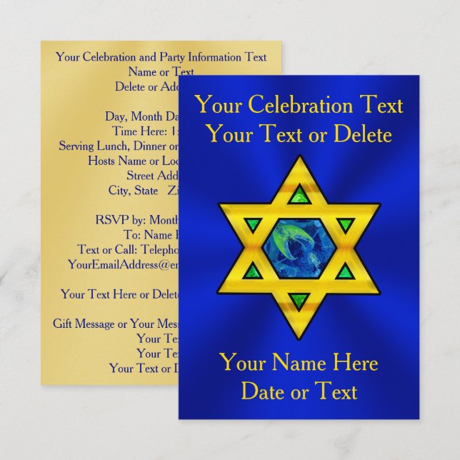 Bat mitzvah personnalisé, Bar Mitzvah Invitations (Devant / Derrière)