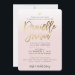 Bat mitzvah PERSONNALISÉ Invitation or rose pâle D<br><div class="desc">*** REMARQUE - L'EFFET DE FOILE D'OR BRILLANTE EST UNE IMAGE IMPRIMÉE *** - - - - - - - - - - - - - - - - - - - - - - - - - - - - - - CONTACTEZ-MOI (avant de passer une commande) pour le...</div>