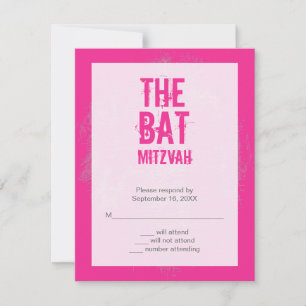 Bat mitzvah Rock Band RSVP Reply Card en rose