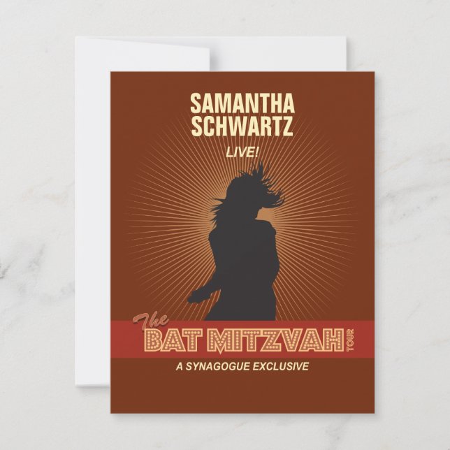 Bat mitzvah Rock Star RSVP carte de réponse en Bro (Devant)