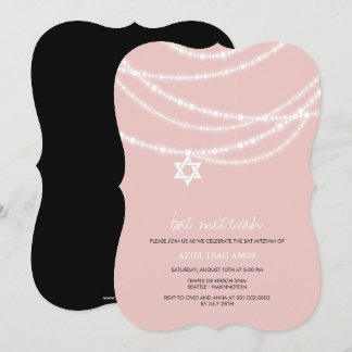 Bat mitzvah Rose Étincelle De David Invitation