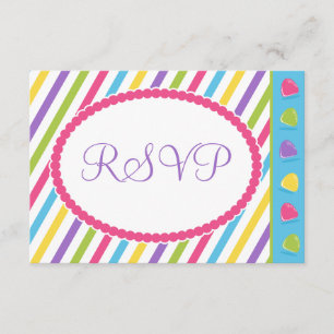 Bat mitzvah RSVP Candy Stripes