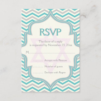 Bat mitzvah RSVP moderne en chevron gris turquoise