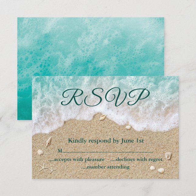 Bat mitzvah RSVP Turquoise Beach Waves (Devant / Derrière)