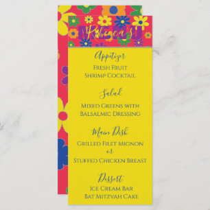 Bat ou Bar Mitzvah Elégant menu de nourriture fleu