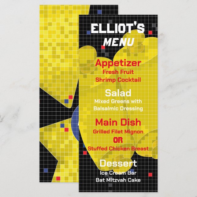 Bat ou bar Mitzvah JEU SUR LE Menu Alimentaire (Devant / Derrière)