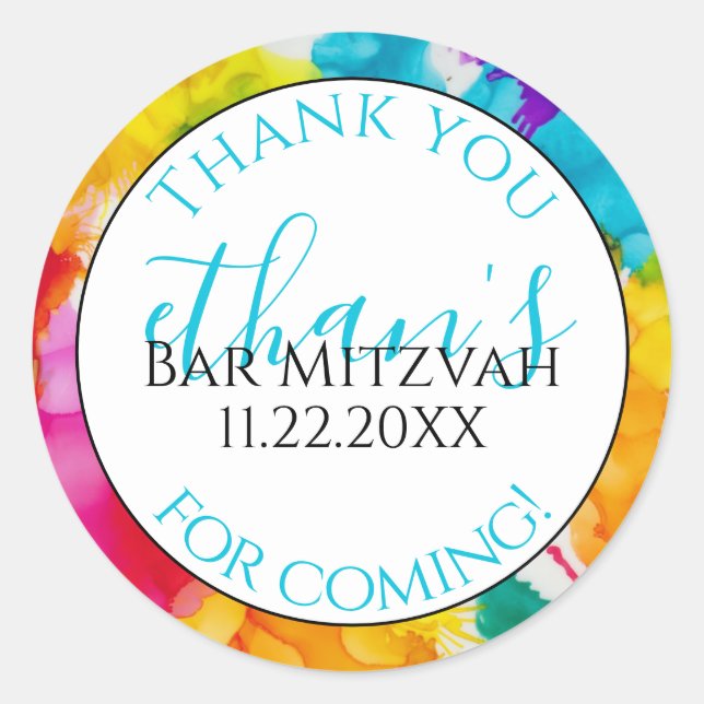Bat ou Barre Mitzvah Un Splash de couleur Sticker  (Devant)