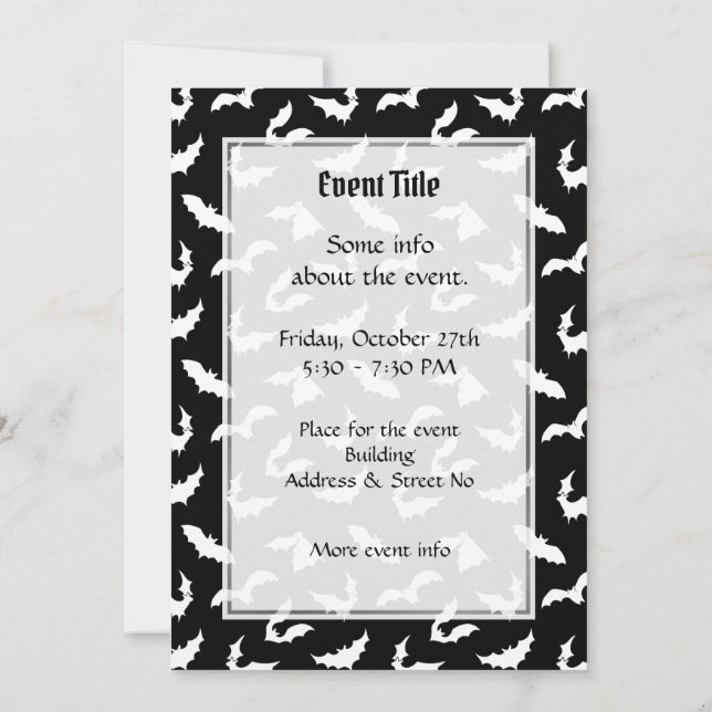 Bat Silhouettes Invitation Motif (Dos)