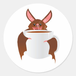 Bat souriante mignonne avec autocollant de café de
