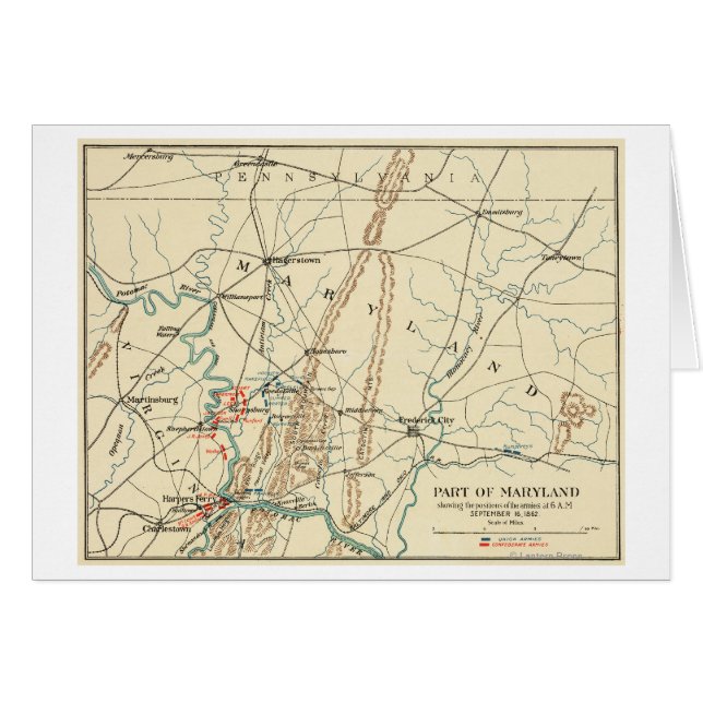 Bataille d'Antietam - Guerre civile Carte panorami (Devant horizontal)