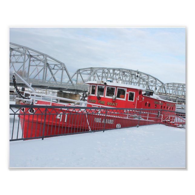 Bateau à feu en hiver Photographie Imprimer (Devant)