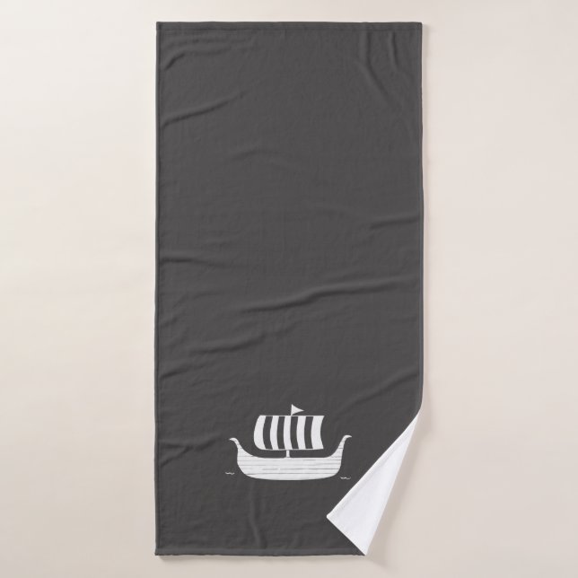 Bateau à long bateau viking avec couleur arrière - (Serviette de bain)