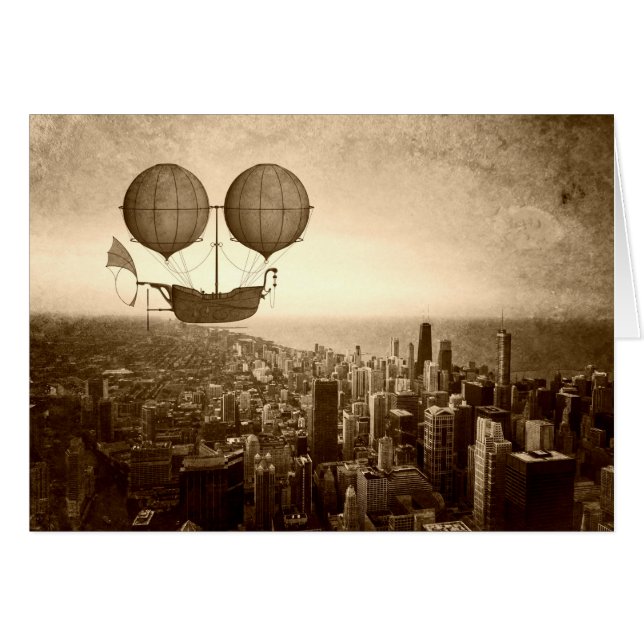 Bateau à vapeur au-dessus de la carte plat Chicago (Devant horizontal)