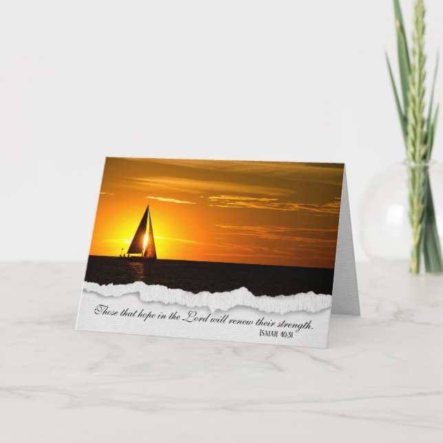 Bateau À Voile Au Coucher De Soleil Carte Sympathi (Devant)