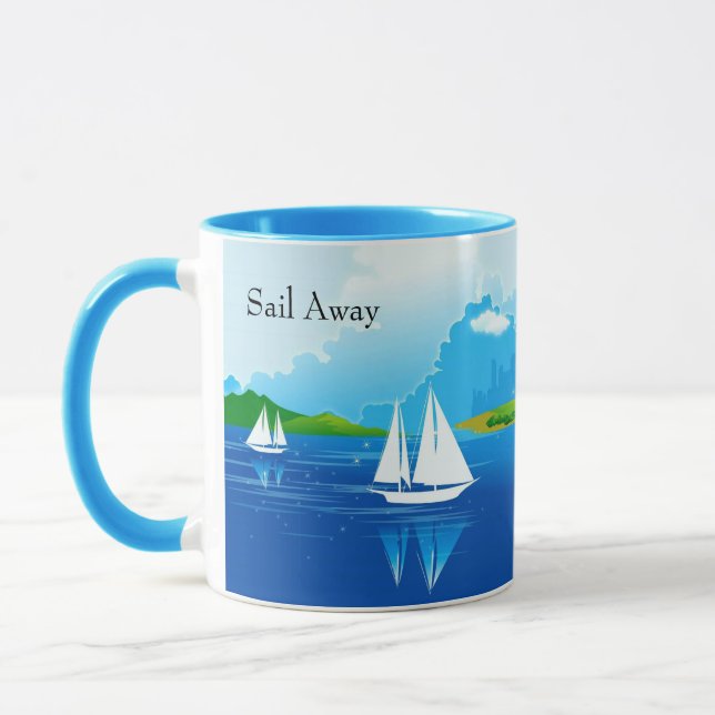 Bateau à voile Blue Coffee Mug Tea Cup (Gauche)