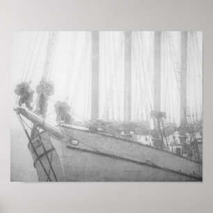 Bateau à voile dans le Maine Poster noir et blanc
