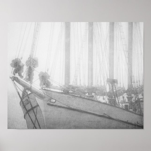 Bateau à voile dans le Maine Poster noir et blanc  (Devant)