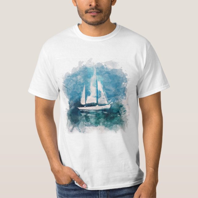 Bateau à voile dans le T-shirt de temps orageux (Devant)