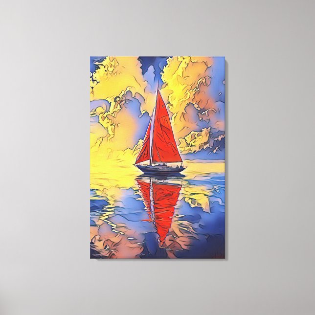 Bateau à voile dans une impression sur toile de st (Recto)