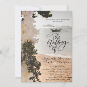 Bateau à voile Fleurs Plage Mariage Invitation