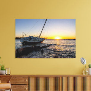 Bateau À Voile Gulf Breeze Et Toile Jetty Sunset