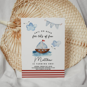 Bateau à voile Nautical Boy Invitation Anniversair