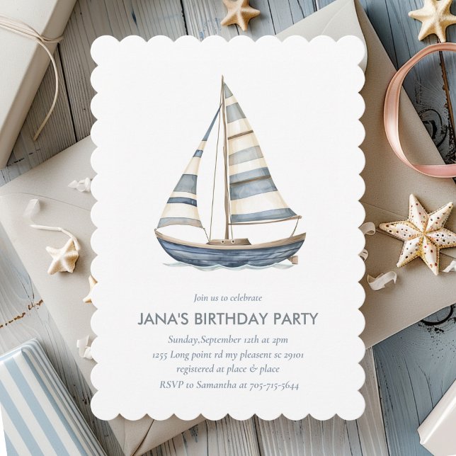 Bateau à voile Nautique Invitations Anniversaire (Créateur téléchargé)